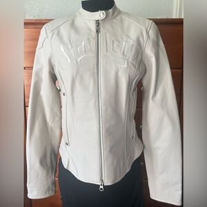 White Harley Davidson Leather Biker Jacket